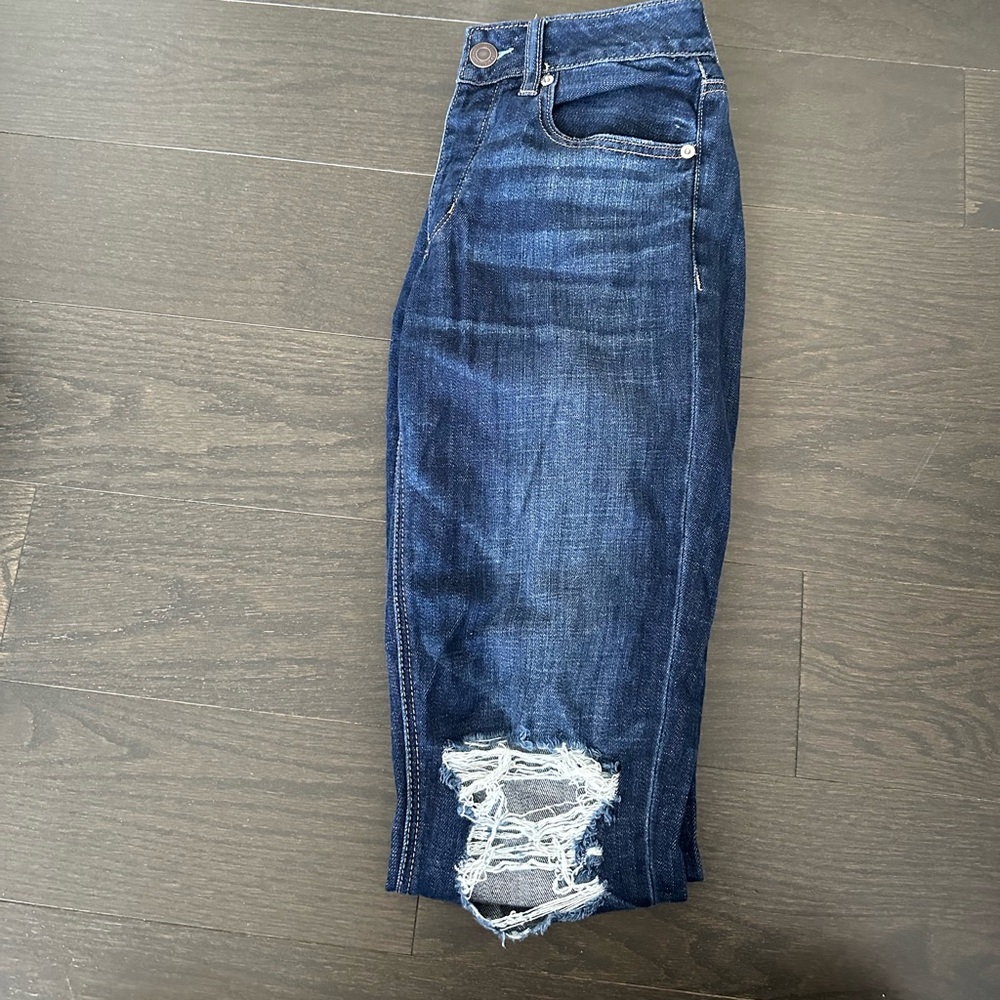 AE Navy Blue Ripped Tomgirl Jeans